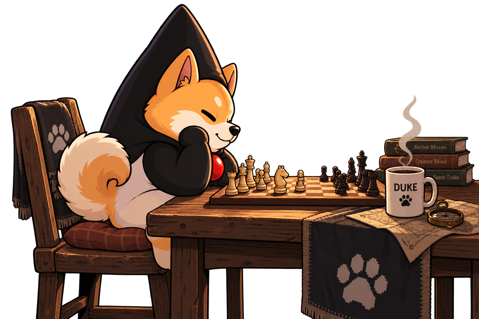 Duke playing chess